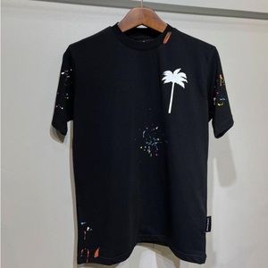 Palm Angels paint splatter logo-print T-shirt
